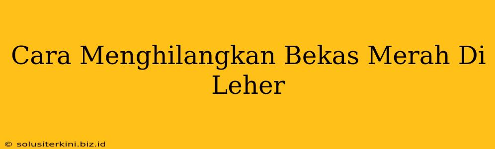 Cara Menghilangkan Bekas Merah Di Leher